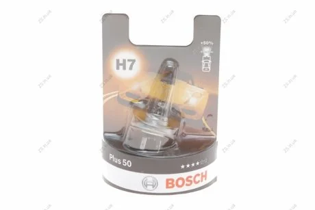 Лампа розжарювання 12 V 55 W H7 PLUS 50 блістер Bosch 1 987 301 042