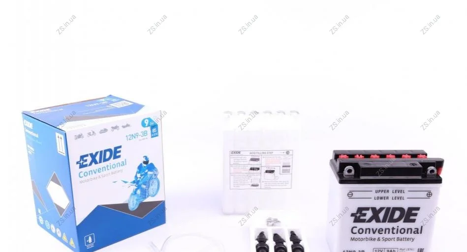 Акумулятор 9Ah-12v Exide (135х75х139) R, EN85 EXIDE 12N9-3B (фото 1)