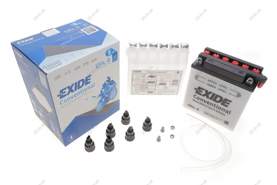 Аккумулятор 5Ah-12v Exide (120х60х130) R, EN65 EXIDE EB5L-B (фото 1)