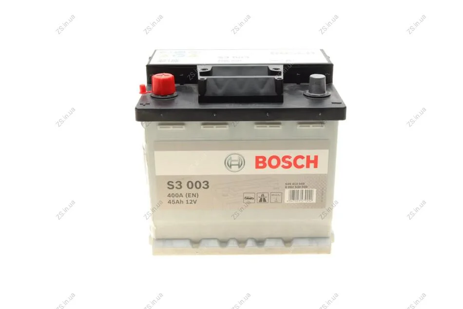 Акумулятор 45Ah-12v BOSCH (S3003) (207x175x190),L,EN400 Bosch 0092S30030 (фото 1)
