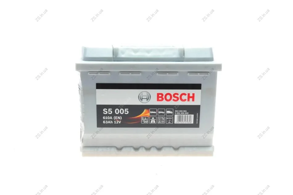 Аккумулятор 63Ah-12v BOSCH (S5005) (242x175x190),R,EN610 Bosch 0092S50050 (фото 1)