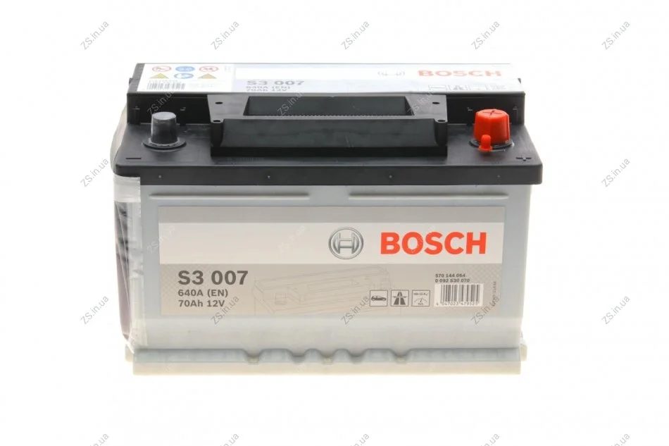 Аккумулятор 70Ah-12v BOSCH (S3007) (278x175x175),R,EN640 Bosch 0092S30070 (фото 1)