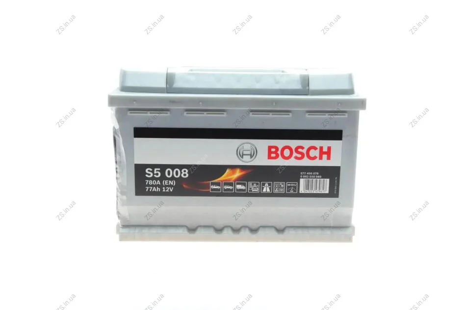 Акумулятор 77Ah-12v BOSCH (S5008) (278x175x190),R,EN780 Bosch 0092S50080 (фото 1)
