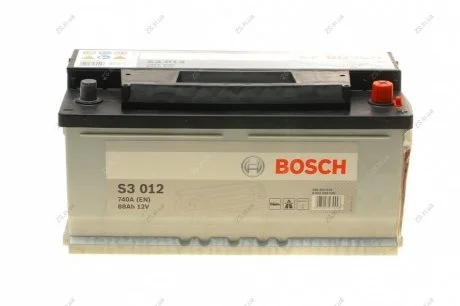 Акумулятор 88Ah-12v (S3012) (353x175x175),R,EN740 Bosch 0092S30120