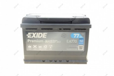 Акумулятор 77Ah-12v PREMIUM (278х175х190),R,EN760 EXIDE EA770