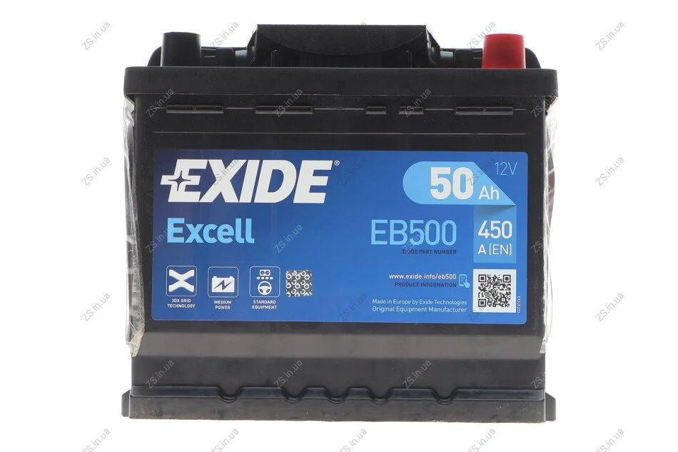 Акумулятор 50Ah-12v Exide EXCELL (207х175х190),R,EN450 EXIDE EB500 (фото 1)