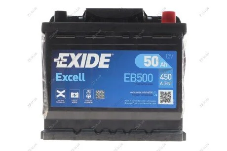 Акумулятор 50Ah-12v EXCELL (207х175х190),R,EN450 EXIDE EB500
