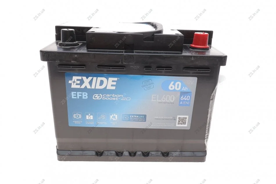 Аккумулятор 60Ah-12v Exide EFB (242х175х190),R,EN640 EXIDE EL600 (фото 1)