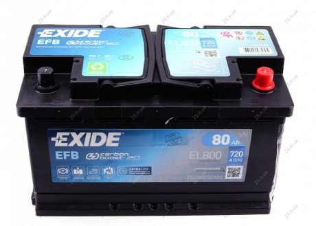 Аккумулятор 80Ah-12v EFB (315х175х190),R,EN720 EXIDE EL800