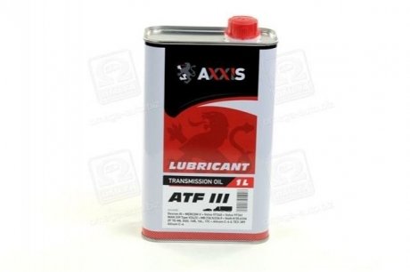 Масло трансмисс.(красное) ATF 3 (Канистра 1л) AXXIS 48021043914