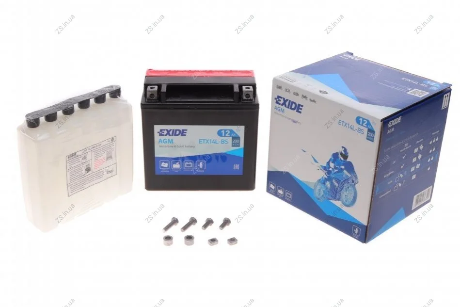 Аккумулятор 12Ah-12v Exide AGM (150х87х145),R,EN200 EXIDE ETX14L-BS (фото 1)