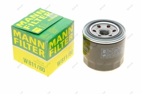 Фильтр масляный двигателя (MANN) MANN-FILTER W811/80