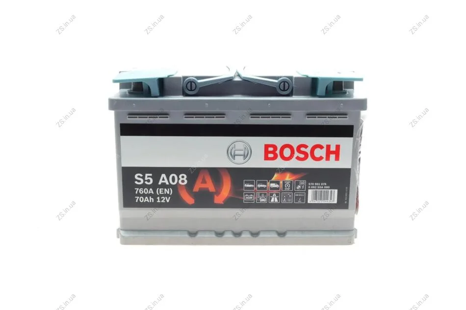 Аккумулятор 70 Ah-12v BOSCH AGM (S5A08) (278х175х190), R, EN 760 Bosch 0092S5A080 (фото 1)