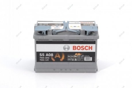 Аккумулятор 70 Ah-12v AGM (S5A08) (278х175х190), R, EN 760 Bosch 0092S5A080