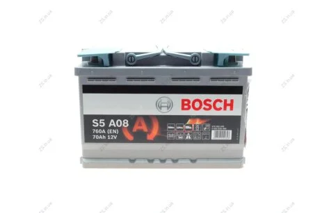 Акумулятор 70 Ah-12v AGM (S5A08) (278х175х190), R, EN 760 Bosch 0092S5A080