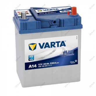 Аккумулятор 40Ah-12v BD(A14) (187х127х227),R,EN330 Азия тонк.клеммы Varta 540 126 033