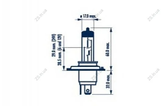 Лампа розжарювання H4 12v 60/55w P43t (вир-во Narva) NARVA 48881B1 (фото 1)
