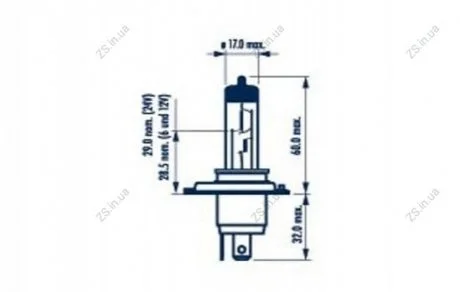 Лампа розжарювання H4 12v 60/55w P43t (вир-во Narva) NARVA 48881B1