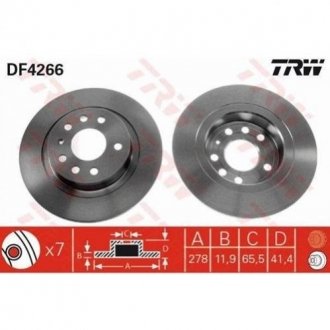 Тормозной диск FIAT, OPEL Signum, SAAB, задн. (выр-во) TRW DF4266