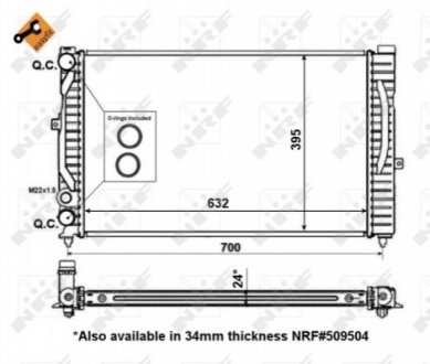 Радіатор охолодження двигуна AUDI A4 94- NRF 56127