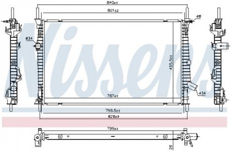 Радиатор охлаждения FORD TRANSIT (TTG) (13-) 2.0 TDCi (выр-во) Nissens 606537