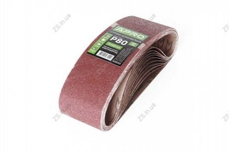 Стрічка шліфувальна нескінченна P80 75×533мм (10шт) APRO 828053