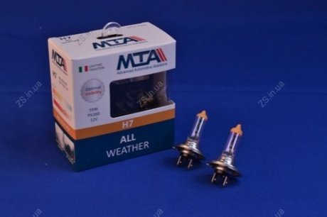 Лампа автомобильная H7 12V 55W PX26D ALL WEATHER (2шт) (ближняя/дальняя, противотуманная) MTA MTA, Италия 80715 AWB2