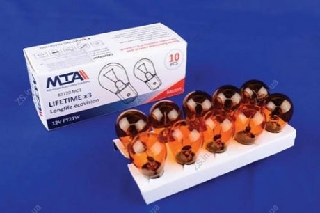 Лампа автомобильная 12V PY21W BAU15S (оранжевая) (указатели поворота перед, зад) (10шт) MTA MTA, Италия 82120 MC1 (фото 1)
