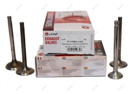 Клапан выпуск 2401, УАЗ, 53,3307 (4шт/36,1х9х117,3) /24-1007012 (под втулку 9 мм.) АМР AMP PUAZ002-A-0-D