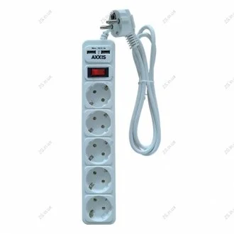 Мережевий фільтр, подовжувач з USB2 Optima Base 5 1,8m WHITE провід 3*0,75мм2 <> AXXIS Ax-1267
