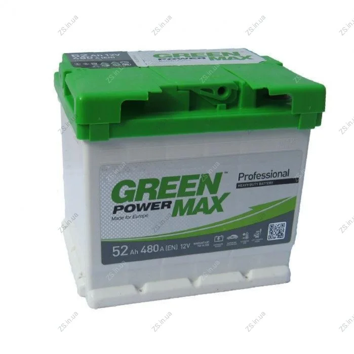 Акумулятор 52АЗ-6СТ зал. (207х175х175), L, EN 480 Green Power Max 6СТ-52 А (1) (фото 1)
