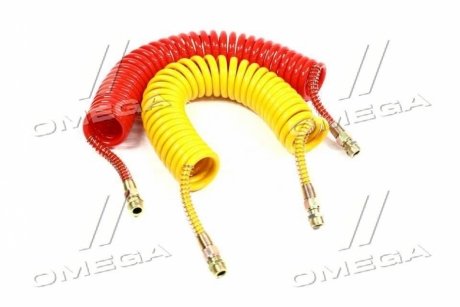 Шланг витой пневматический спиральный (2 шт.) М22х1,5 ПОЛИУРЕТАНОВЫЙ (L=5,5 м, красный) ПРЕМИУМ Авто Союз 88 5410-3500000 (фото 1)