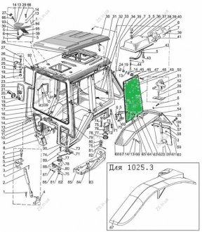Скло КК кабіни бічне (779х868) (3 відп.) (нов. обр.) МТЗ-80-1221 безрамкове - подовжене ZS 1221-6708901-А
