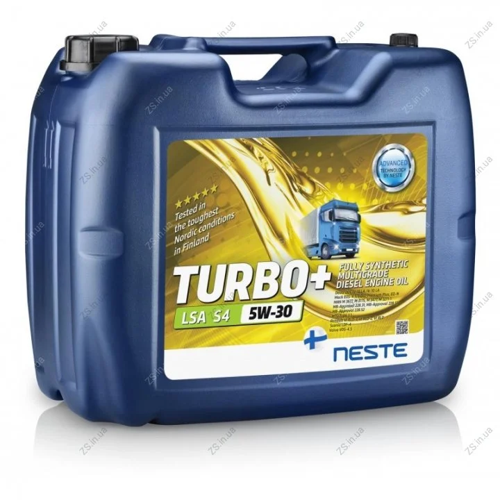 Масло моторное полностью синтетическое Neste Turbo+ LSA S4 5W-30 20л NESTE Neste Turbo+ LSA S4 5W-30 20L (фото 1)