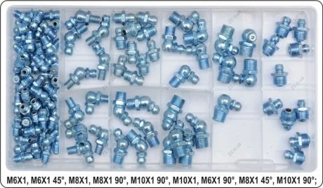 Набір масляків 110 шт. М6, М8, М10. Прямі та кутові 90гр. YATO YT-06888