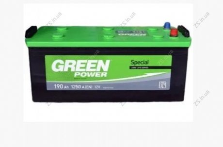 Акумулятор 190 АЗ-6СТ (513х223х223), L, EN 1250 Green Power 6СТ-190АЗ Green Power