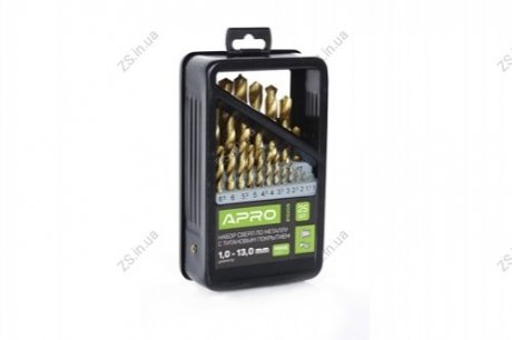Набор сверл по металлу Р6М5 титан метал бокс 1,5-6,5мм 13шт APRO 810206