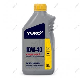Олія моторна. 10W-40 VEGA SYNT SAE 10W-40 API SG/CD (Каністра 1л) YUKO VEGA SYNT 10W-40 1L (фото 1)