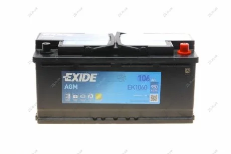 Акумулятор 106Ah-12v AGM (392х175х190),R,EN950 EXIDE EK1060
