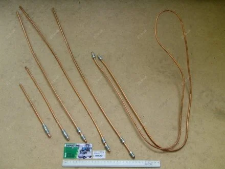Трубка тормозная ГАЗ 3302,2705 (медь) (полный к-т.) /Трубка тормозная Газель (комплект на авто) D-5мм штуцер М10х1.25 (медная) ZS 3302-3506060-10(3502)