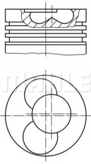 Поршень с кольцами VAG 80.00 1.9TDI AXC/AXB/ASZ/ARL T5 03- (CYL 3-4) TRAPEZ (выр-во Mahle) Knecht/Mahle 030 87 02
