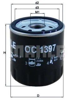 Фільтр масляний PSA 2.0, 2.2 BlueHDI 15- (KNECHT-MAHLE) Knecht/Mahle OC1397