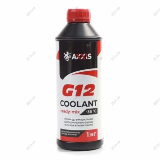 Антифриз RED G12 Сoolant Ready-Mix -36°C <> (червоний) (Каністра 1кг) AXXIS AX-P999-G12R RDM1