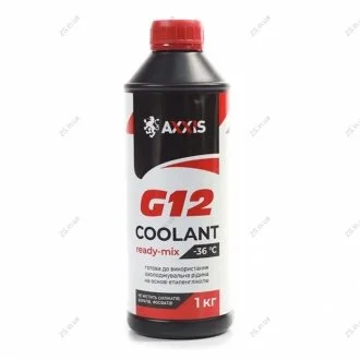 Антифриз RED G12 Сoolant Ready-Mix -36 ° C <> (червоний) (Каністра 1кг)) AXXIS AX-P999-G12R RDM1