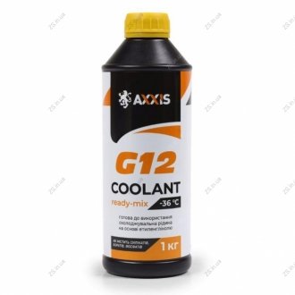 Антифриз YELLOW G12 Сoolant Ready-Mix -36°C<> (жовтий) (Каністра 1кг) AXXIS AX-P999-G11Ye RDM1 (фото 1)