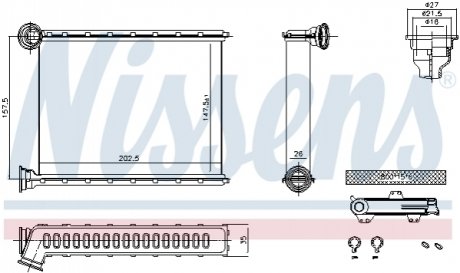 Радиатор обогревателя RENAULT KADJAR/ KANGOO/ MEGANE 2016- (выр-во) Nissens 707199
