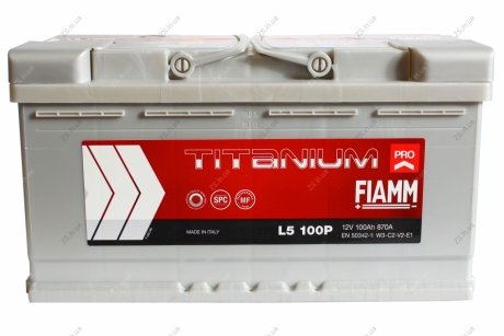 Акумулятор залитий 870А (353x175x190, L5 100P, 7905160) TITANIUM PRO FIAMM 6СТ-100 (R+) FIAMM