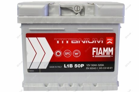 Акумулятор залитий 520А (207x175x175, L1B 50P, 7905144) TITANIUM PRO FIAMM 6СТ-50 (R+) FIAMM