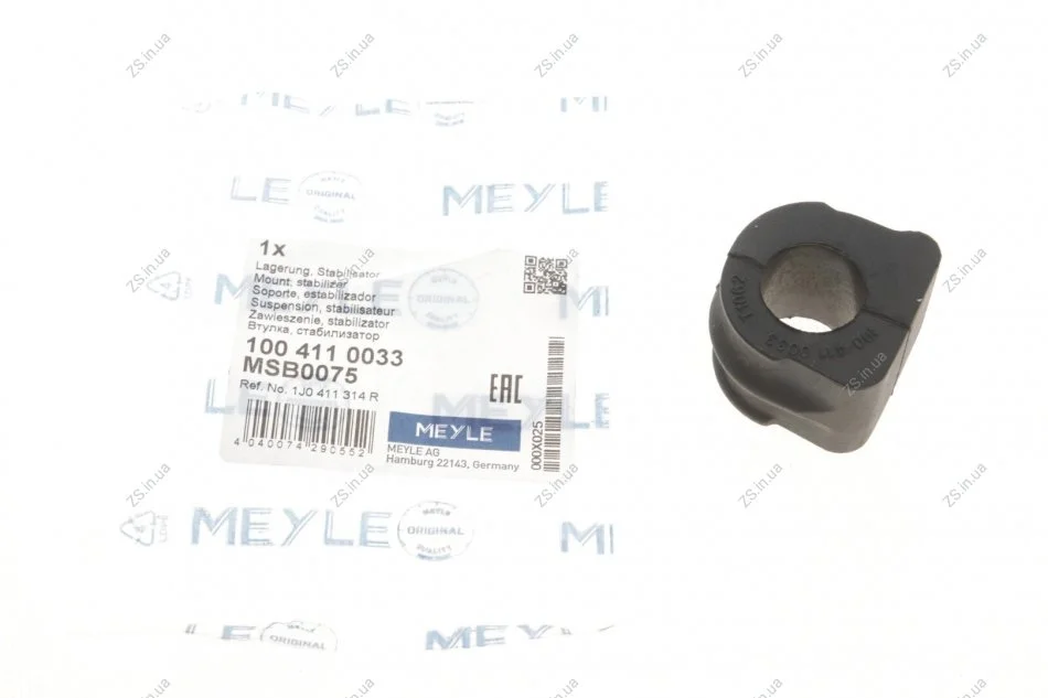 Втулка стабілізатора AUDI A3, SEAT LEON, VW GOLF IV 96-10 перед. міст (Вир-во) MEYLE 100 411 0033 (фото 1)