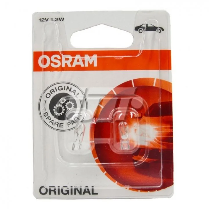 (к/т 2 шт) Автолампа Osram (1,2W 12V W2X4,6D) OSRAM 2721-02B (фото 1)
